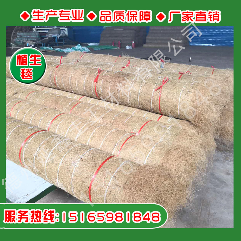 椰丝固土绿化草毯 绿化型植物纤维毯加筋护坡用护坡草毯