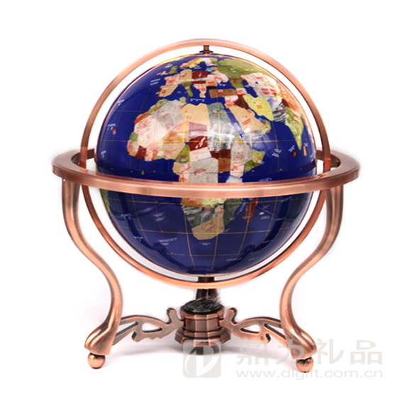力奇 三脚铜架 青金球 地球仪古铜三角座地球仪装饰摆件