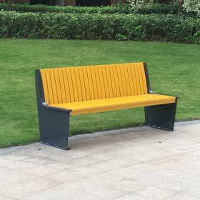 户外长条椅公园椅不锈钢框架防腐木塑木公共长椅小区广场休息坐凳